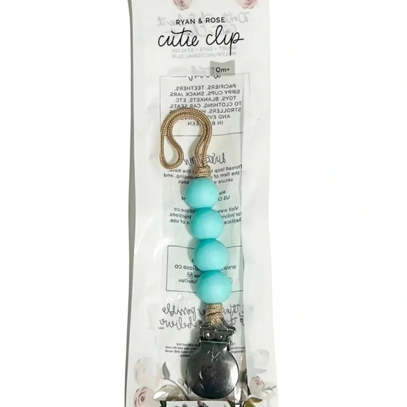 NEW Ryan and Rose pacifier clip cutie clip aqua - Picture 1 of 2